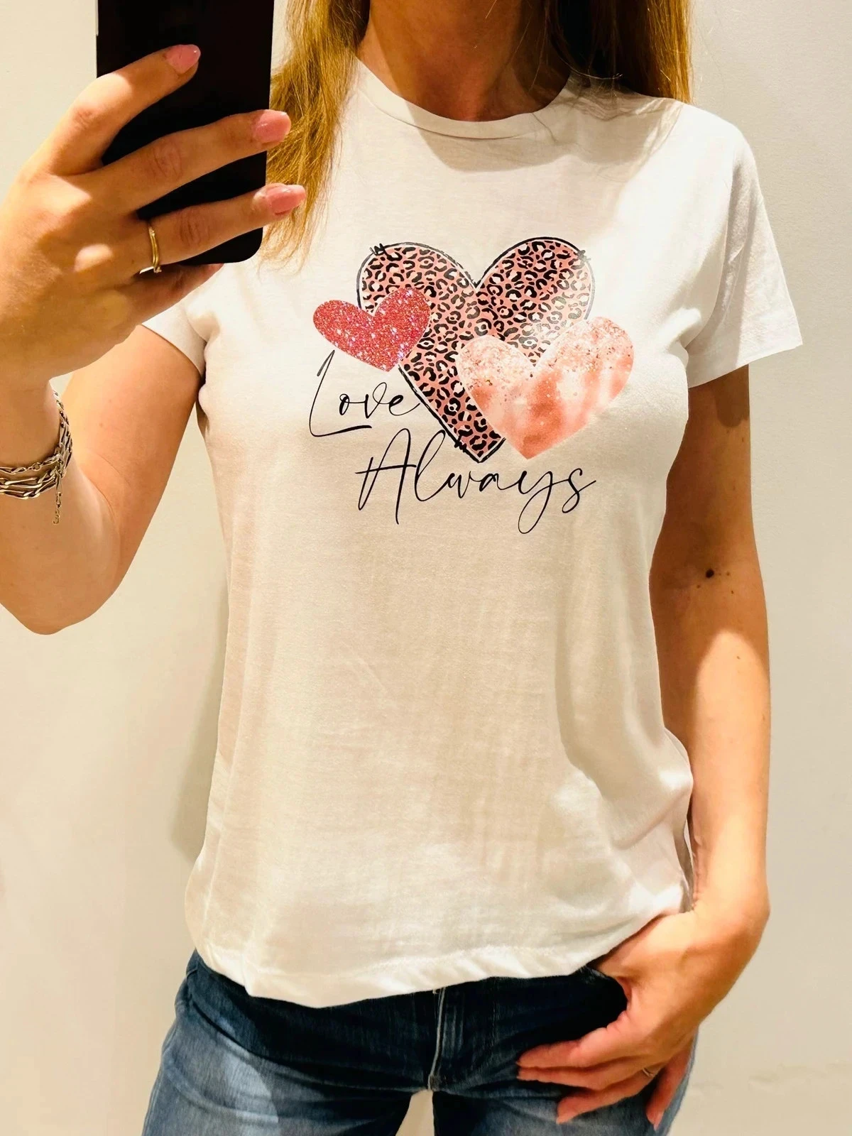 t-shirt voor dames met roze hart motief T34/38 – photo 5
